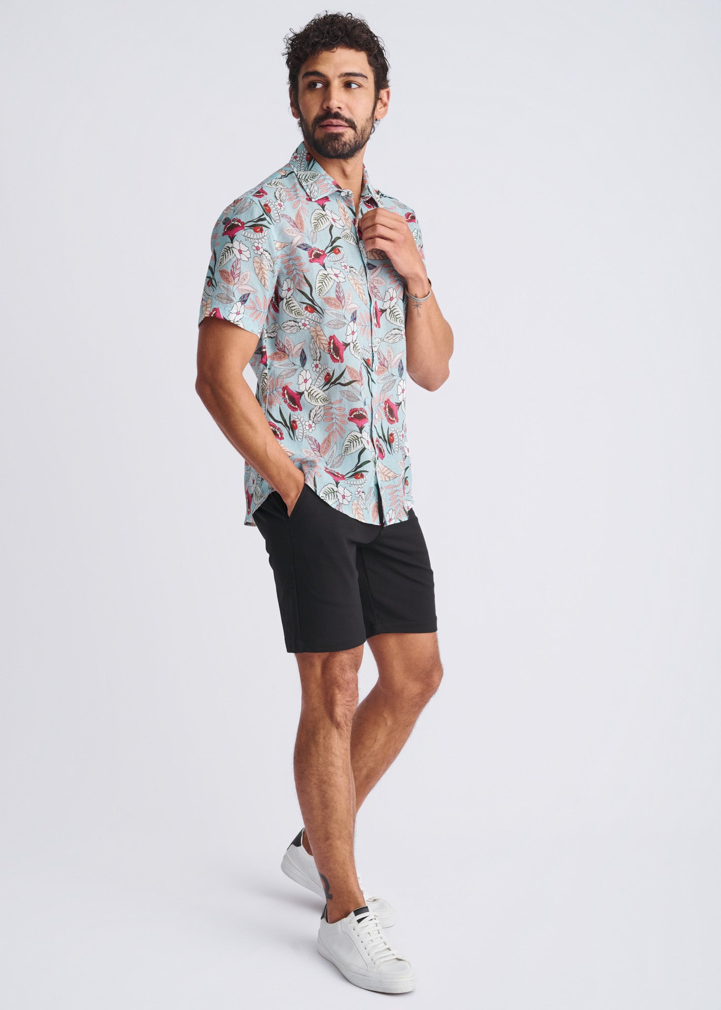 Blossoms Linen/Tencel Short Sleeve Shirt