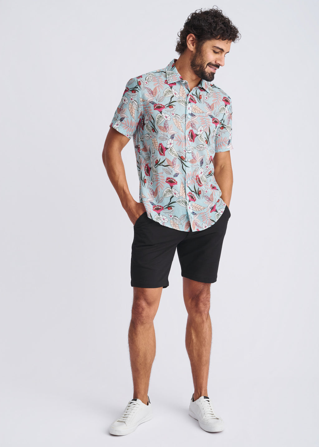 Blossoms Linen/Tencel Short Sleeve Shirt