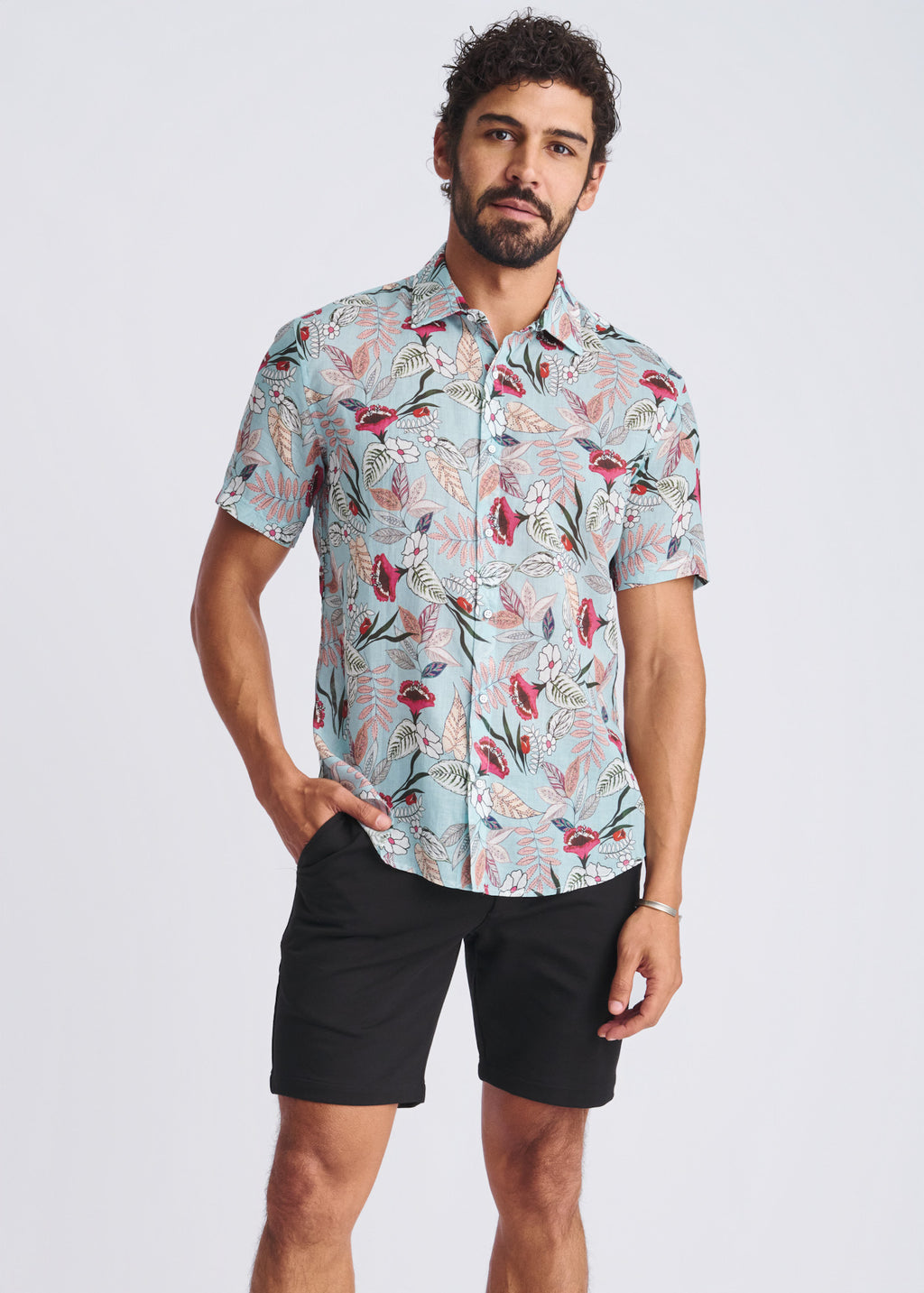 Blossoms Linen/Tencel Short Sleeve Shirt