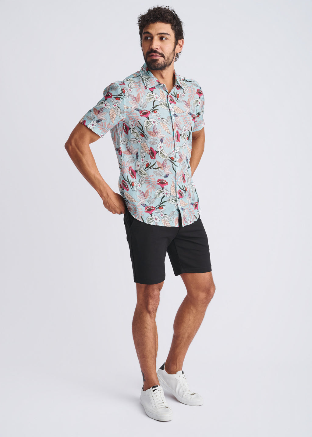 Blossoms Linen/Tencel Short Sleeve Shirt