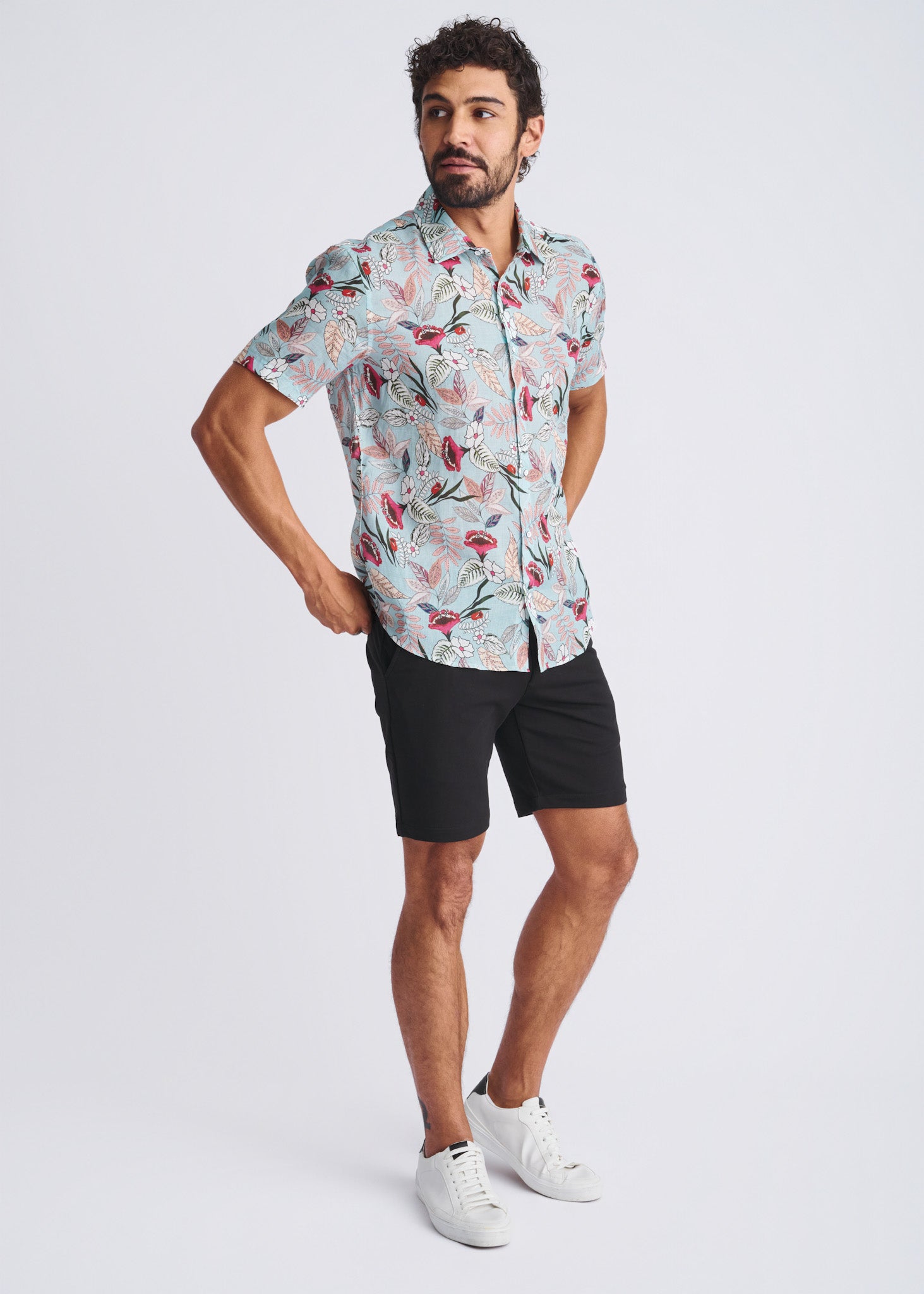 Blossoms Linen/Tencel Short Sleeve Shirt