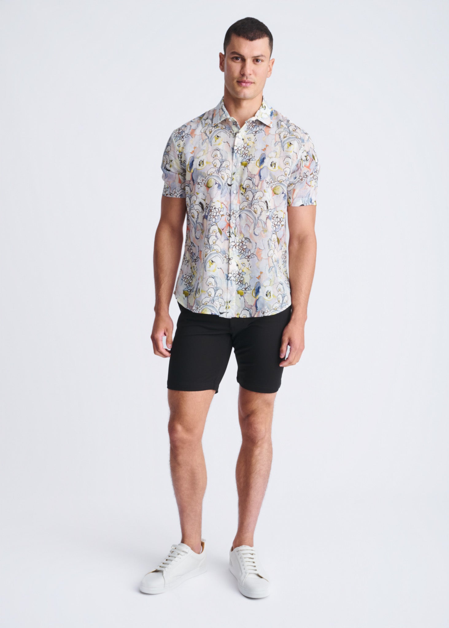 Floral Linen/Tencel Short Sleeve Shirt