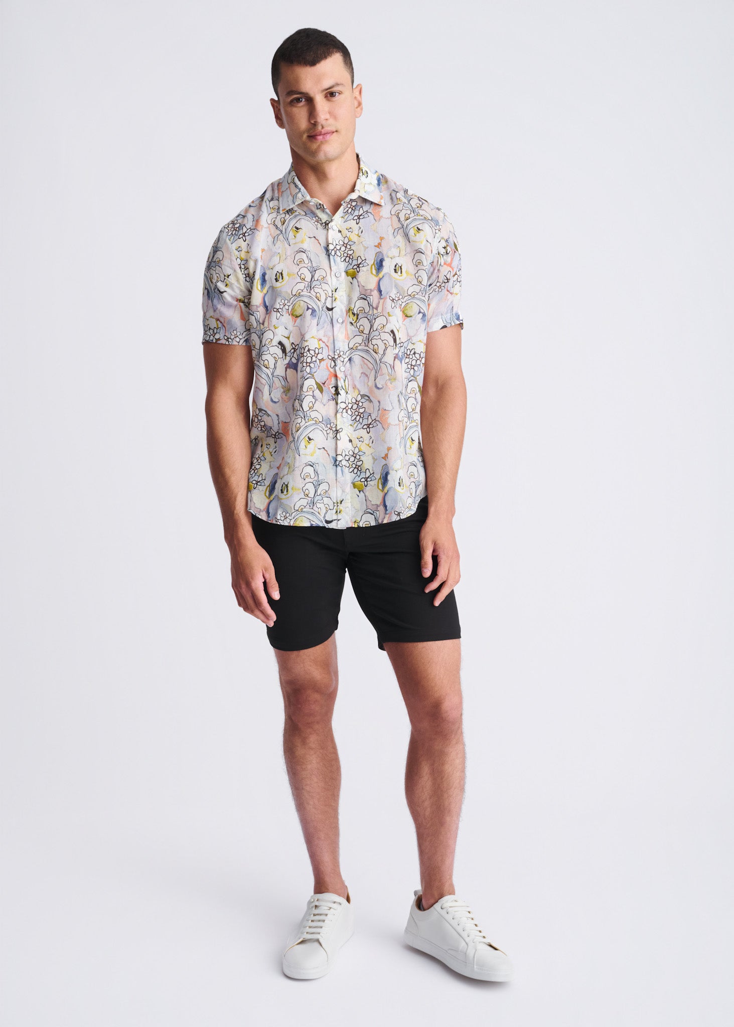 Floral Linen/Tencel Short Sleeve Shirt