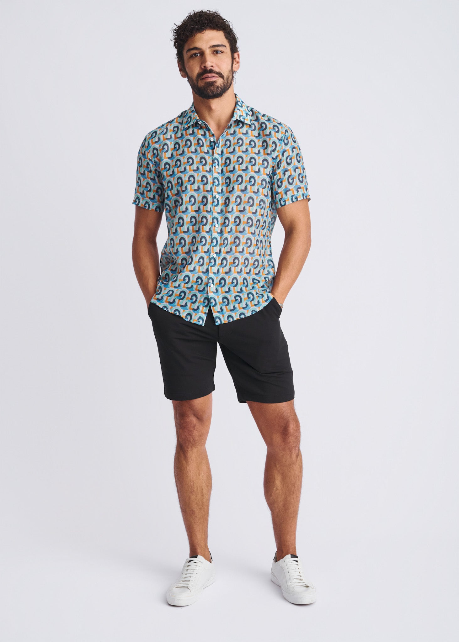Swirls Cotton/Silk Short Sleeve Shirt