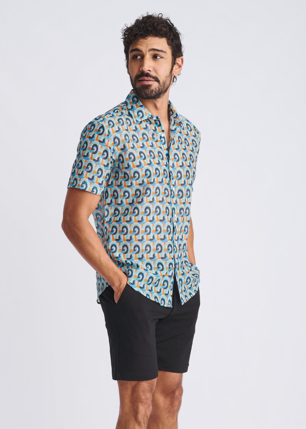 Swirls Cotton/Silk Short Sleeve Shirt