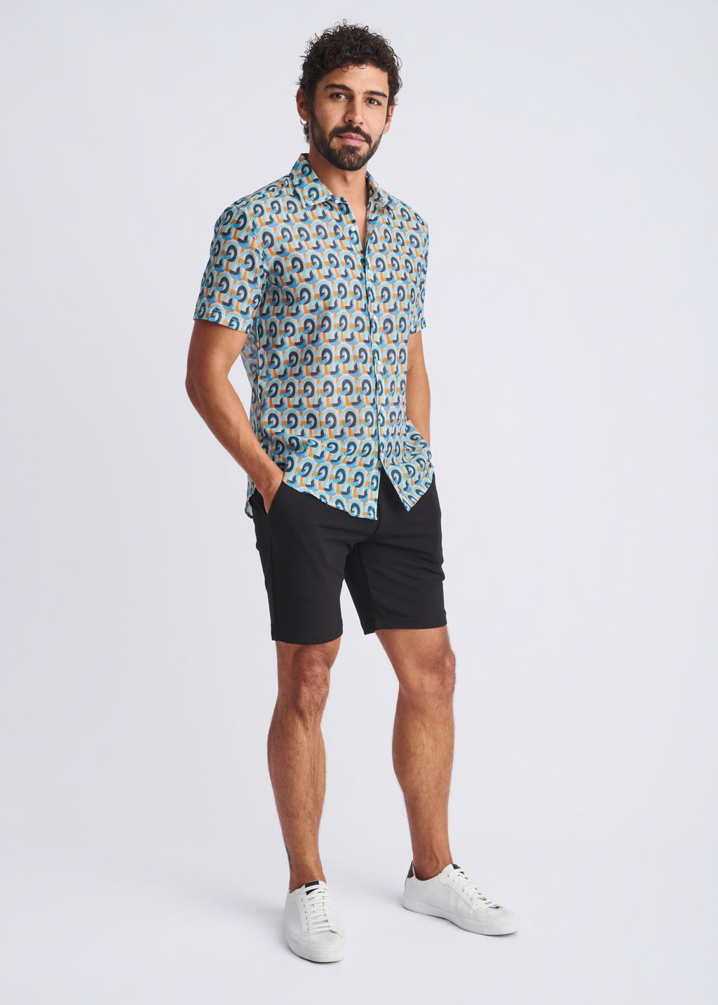 Swirls Cotton/Silk Short Sleeve Shirt