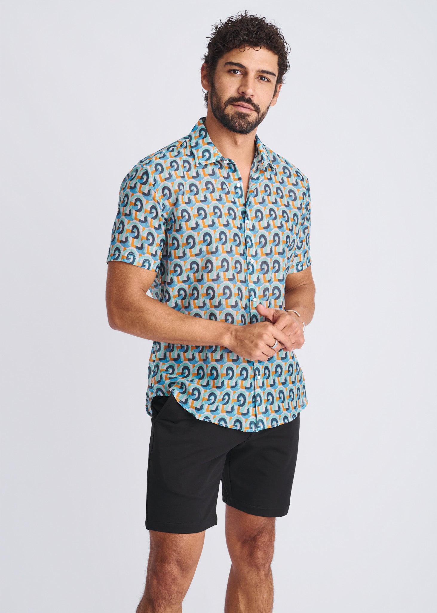Swirls Cotton/Silk Short Sleeve Shirt