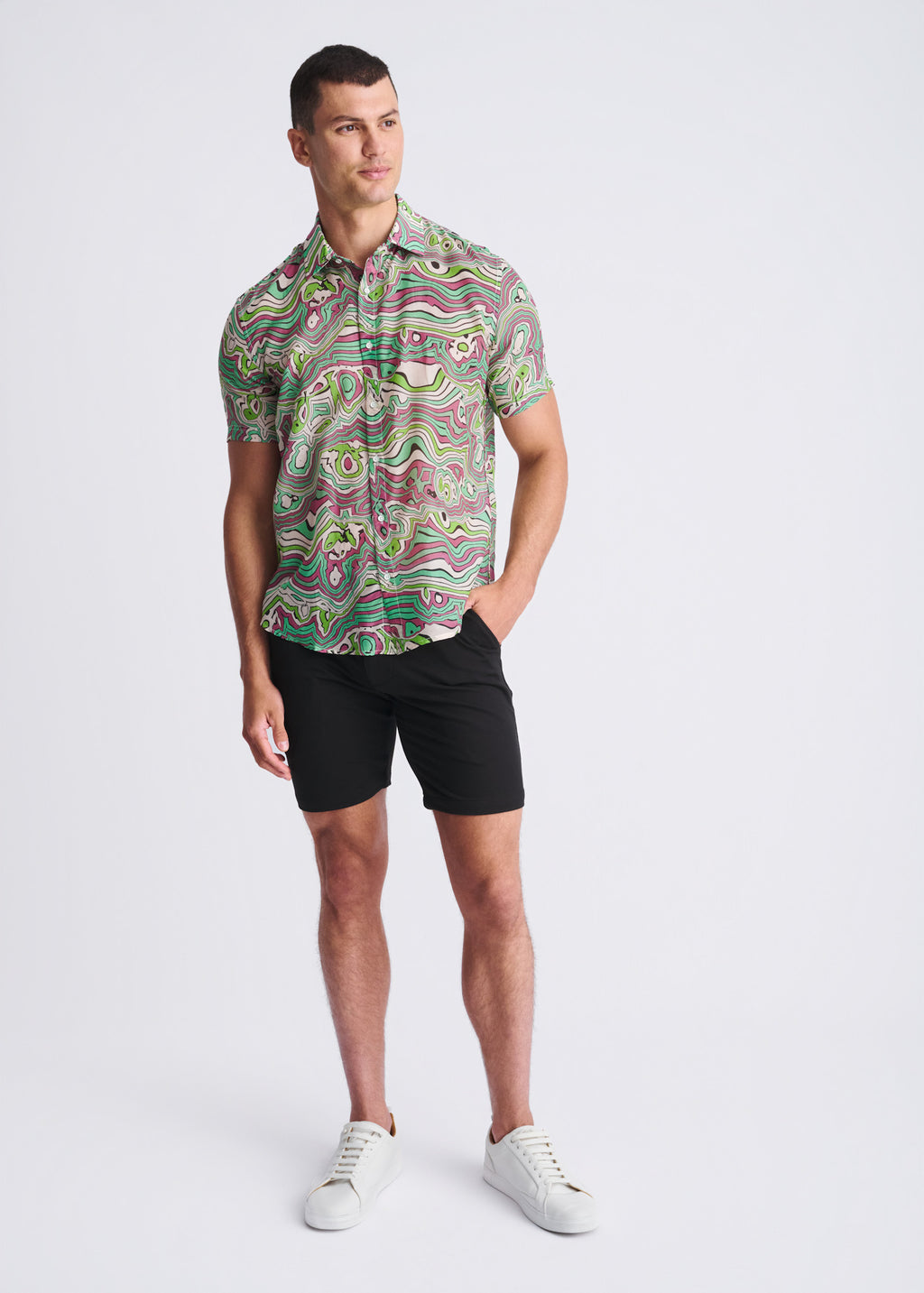 Bud Swirls Cotton/Silk Short Sleeve Shirt