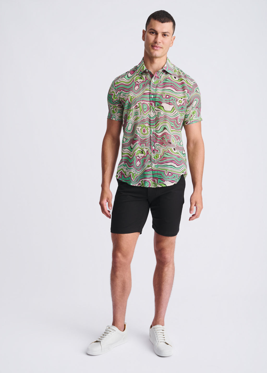 Bud Swirls Cotton/Silk Short Sleeve Shirt