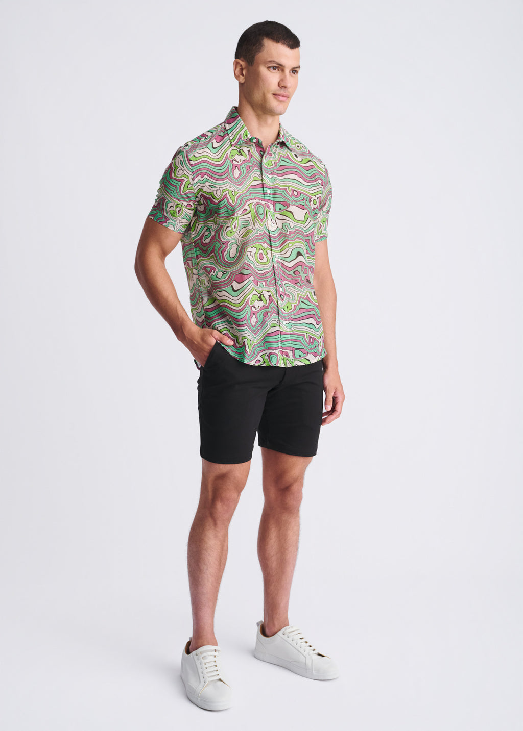 Bud Swirls Cotton/Silk Short Sleeve Shirt