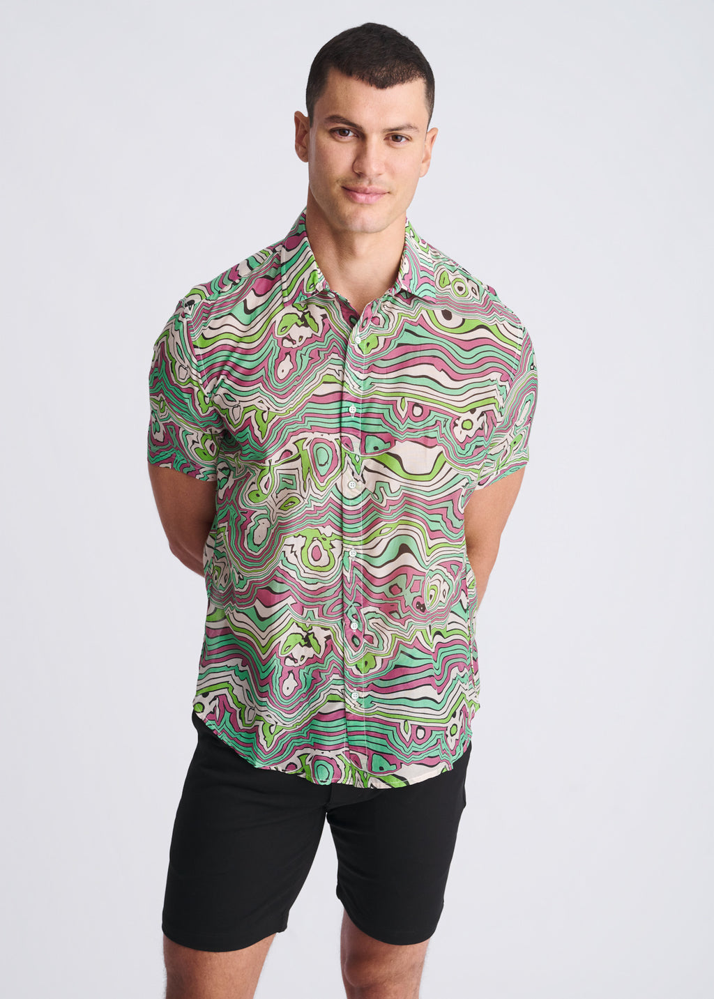 Bud Swirls Cotton/Silk Short Sleeve Shirt Bud