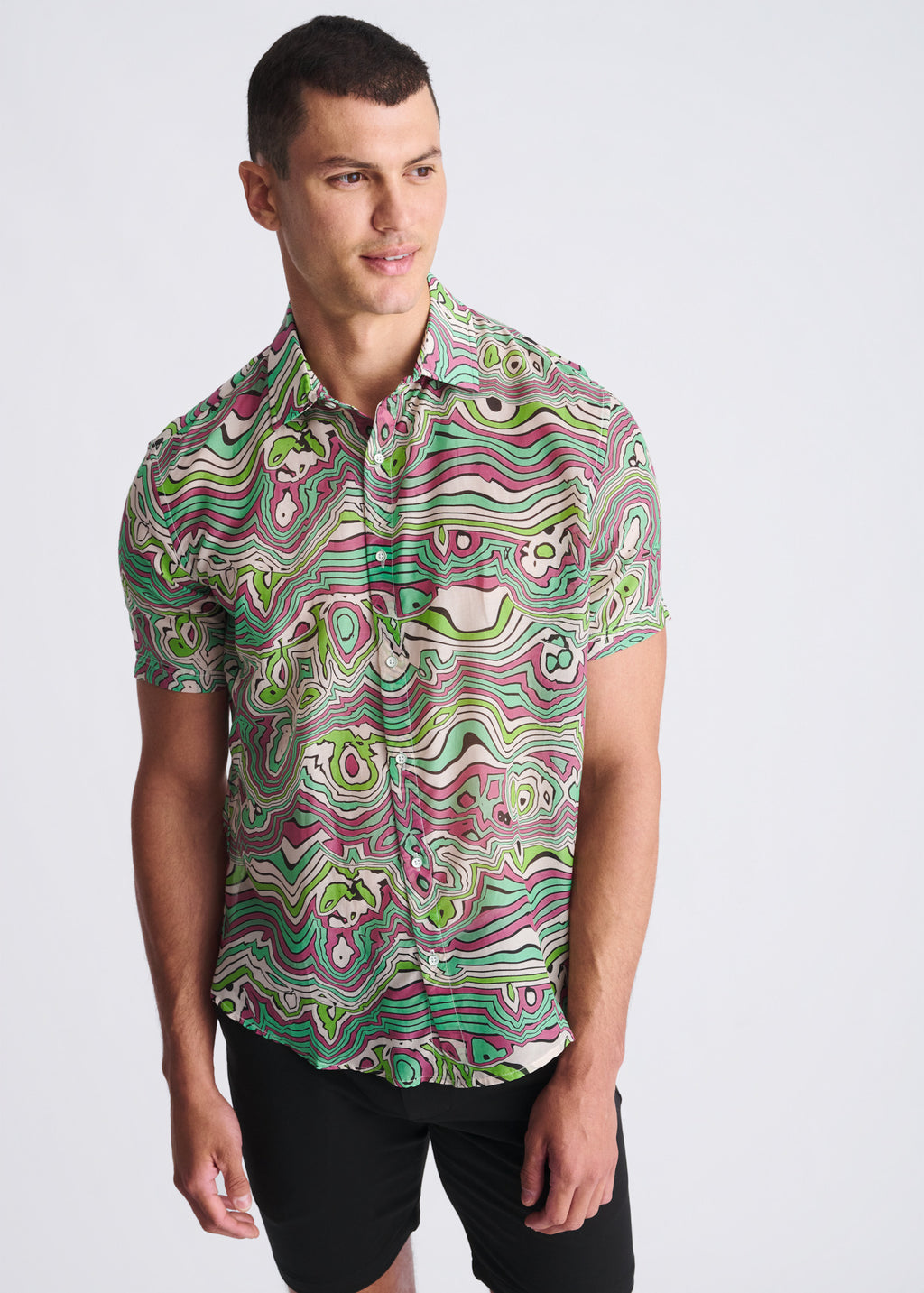 Bud Swirls Cotton/Silk Short Sleeve Shirt