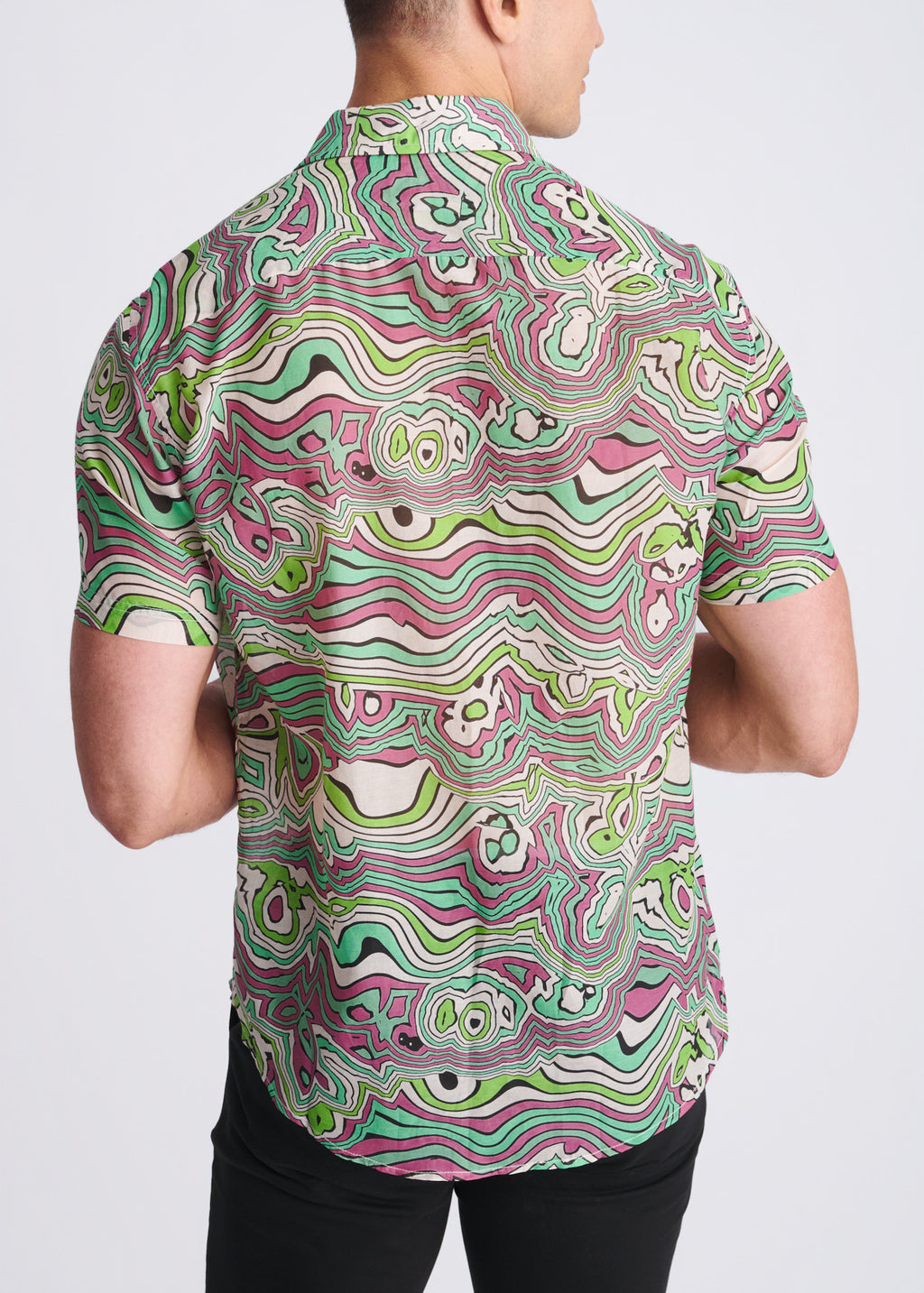 Bud Swirls Cotton/Silk Short Sleeve Shirt