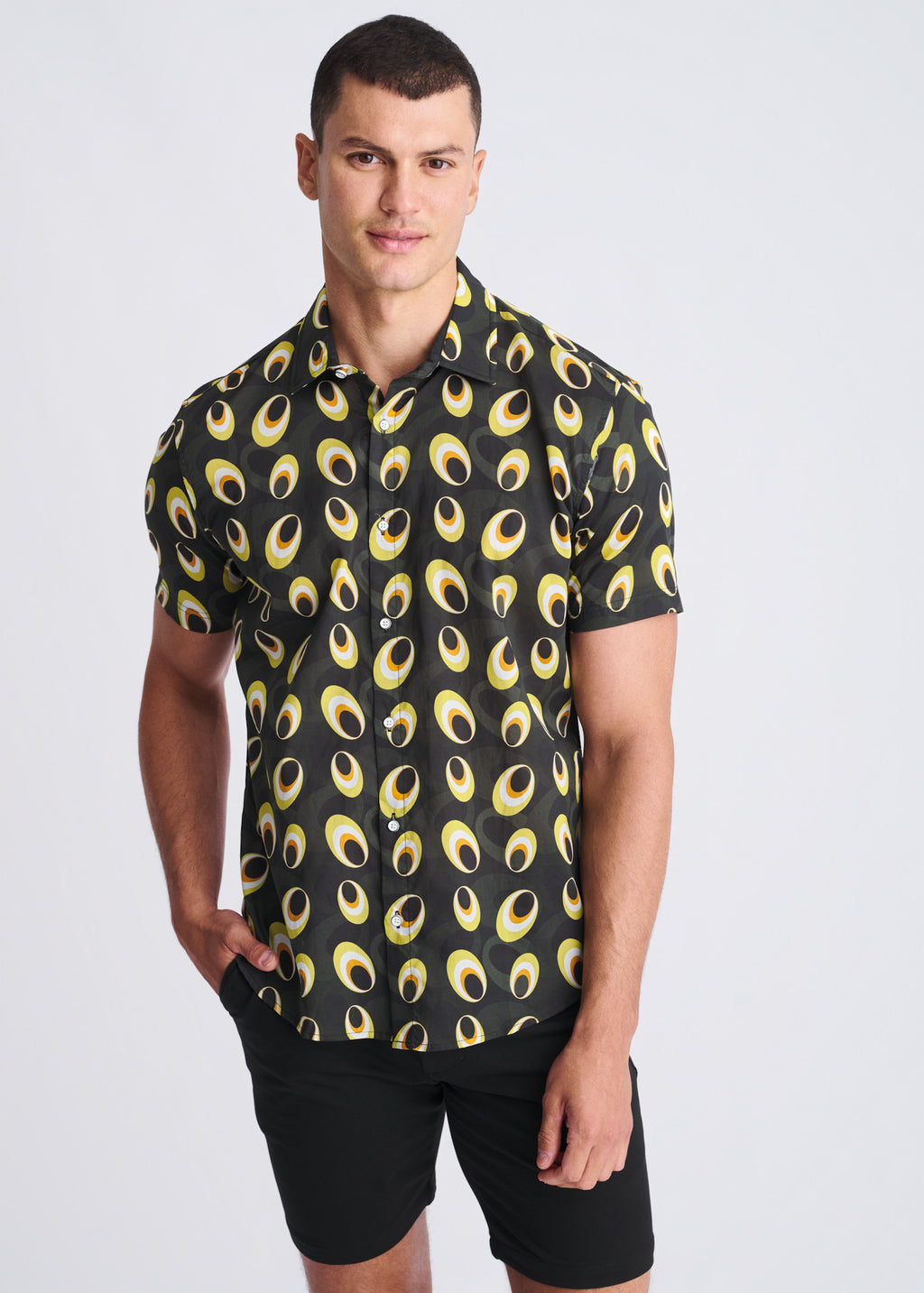 Discs Cotton/Tencel Short Sleeve Shirt Army