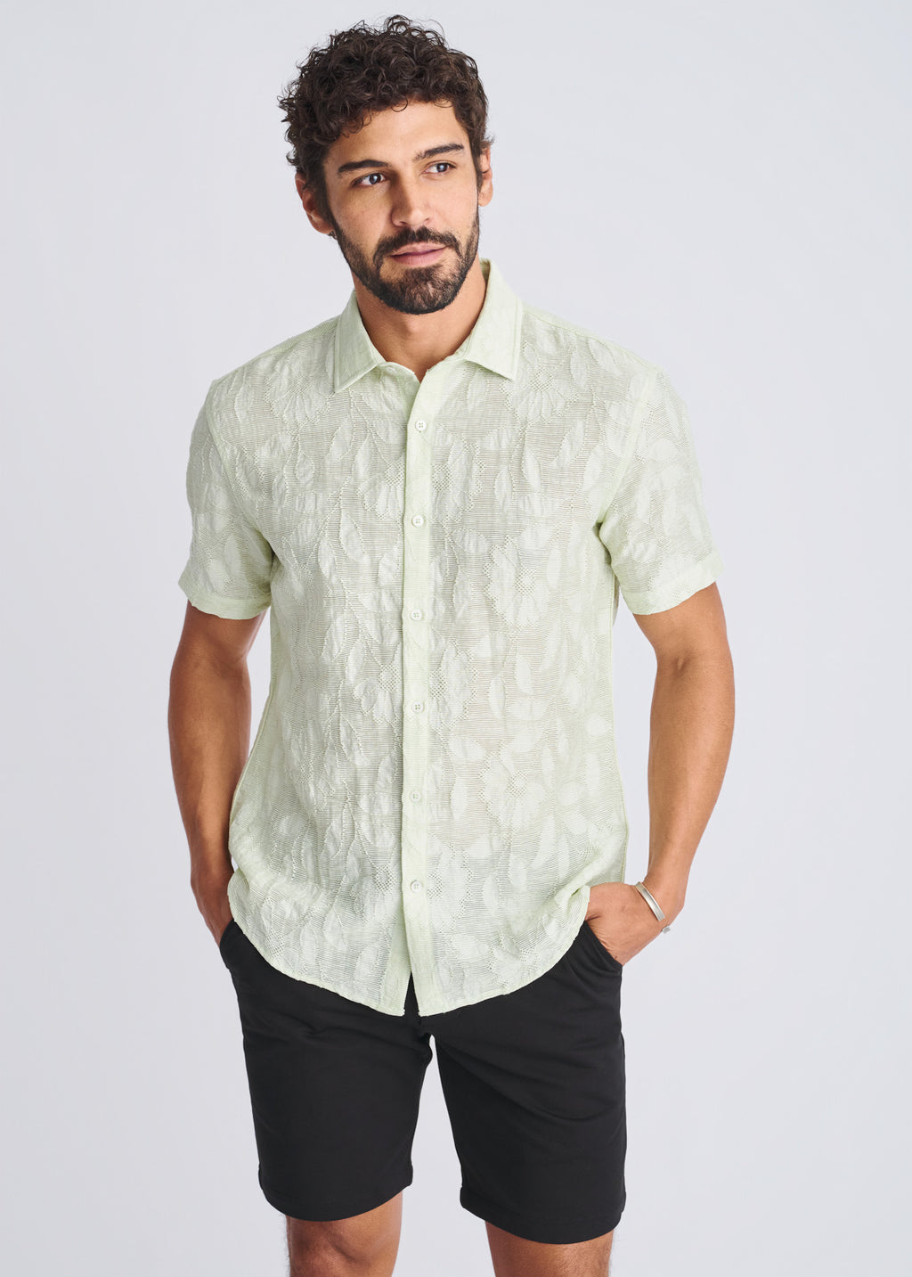 Lightweight Jacquard Short Sleeve Shirt