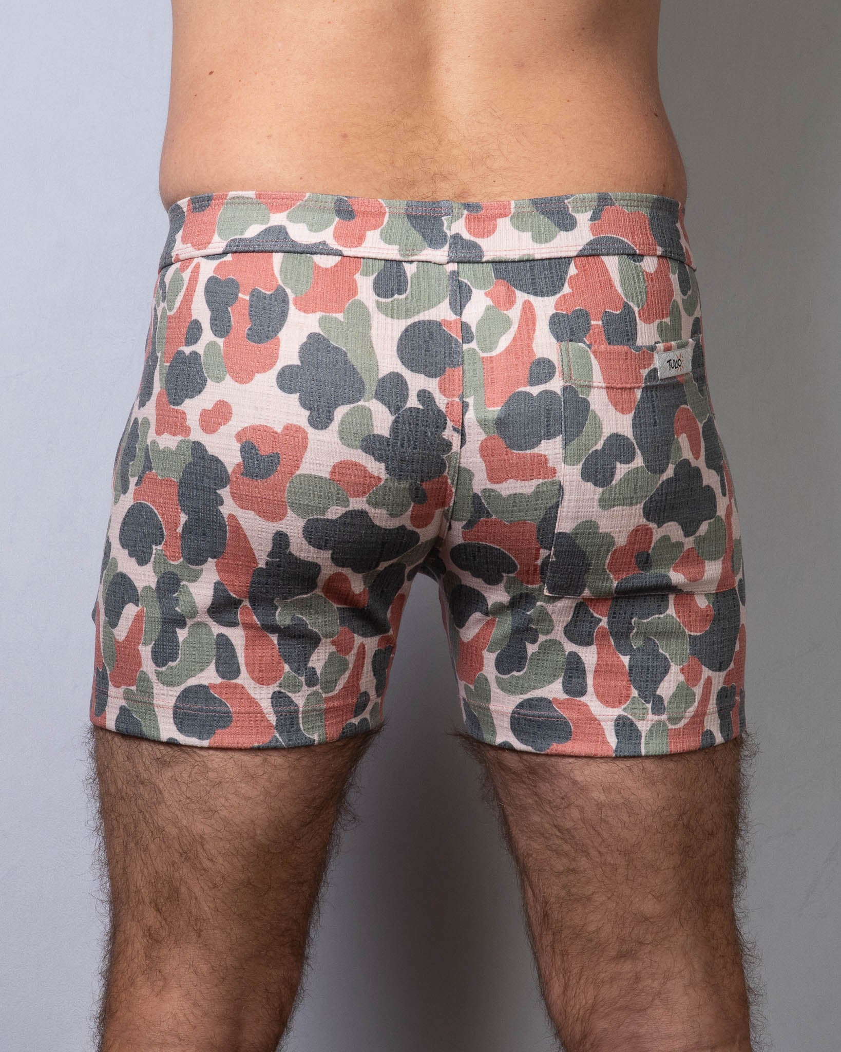 Linen Texture Zipper Shorts - Camo