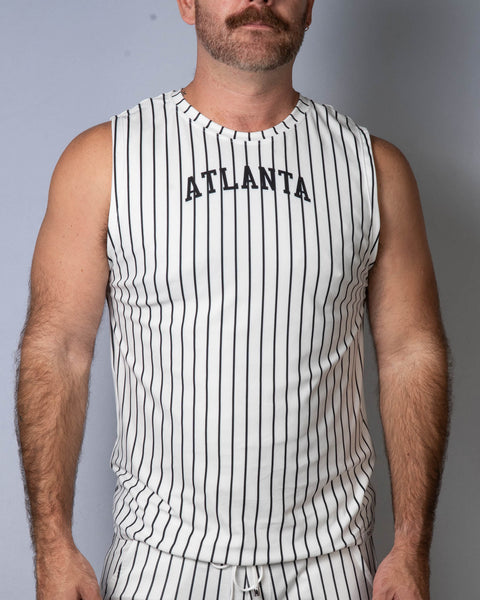 Stripe Muscle Tee - Atlanta White