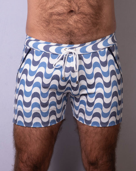 Linen Texture Zipper Shorts - Copa