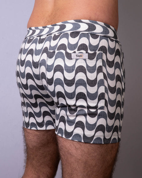 Linen Texture Zipper Shorts - Copa Grey