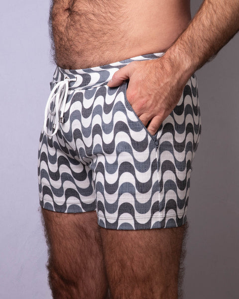 Linen Texture Zipper Shorts - Copa