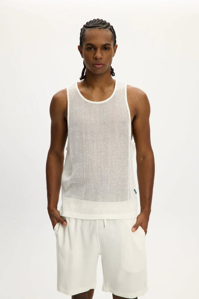 Sheer Net Tank Top Natural