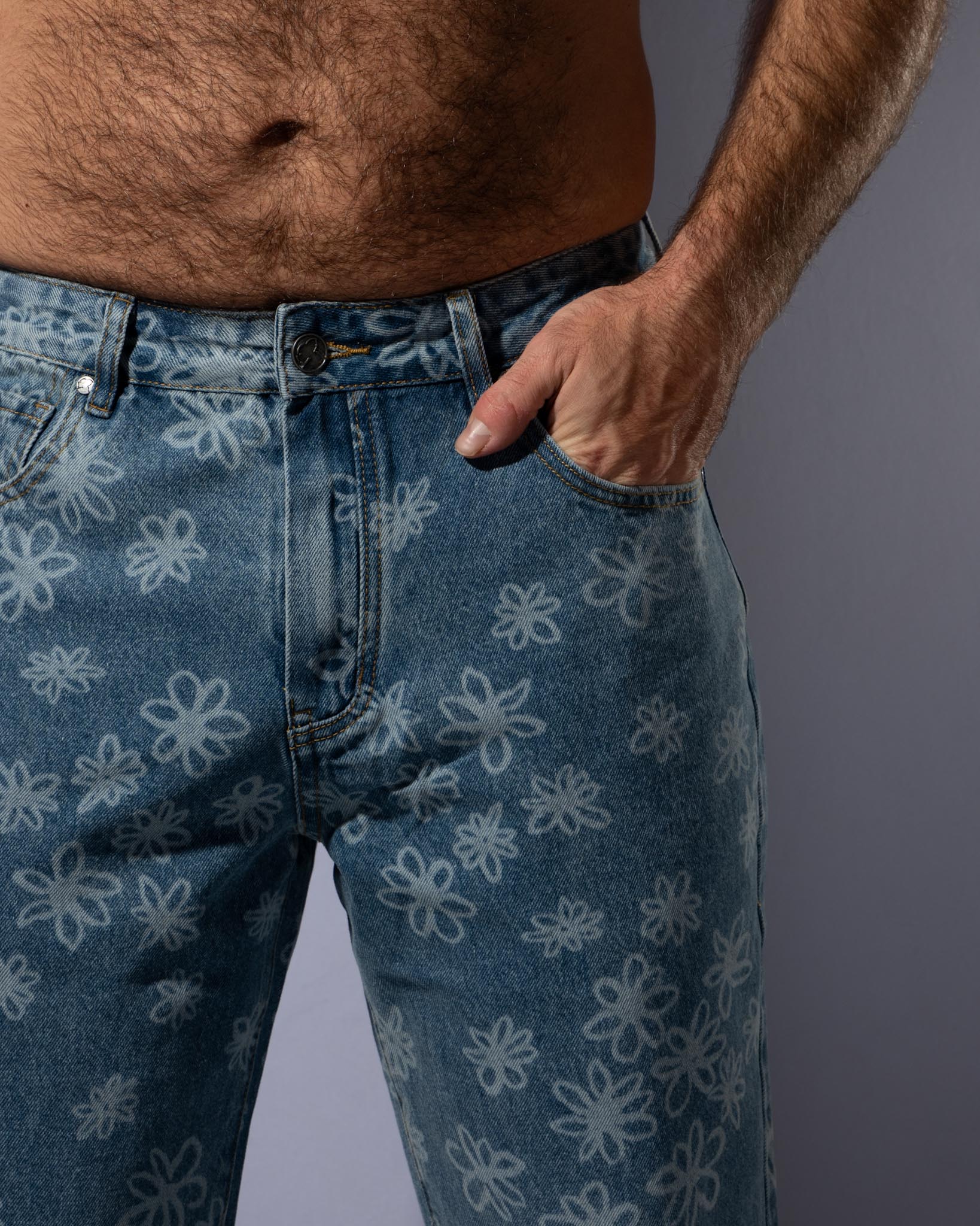 Baggy Denim - Flower Power Blue