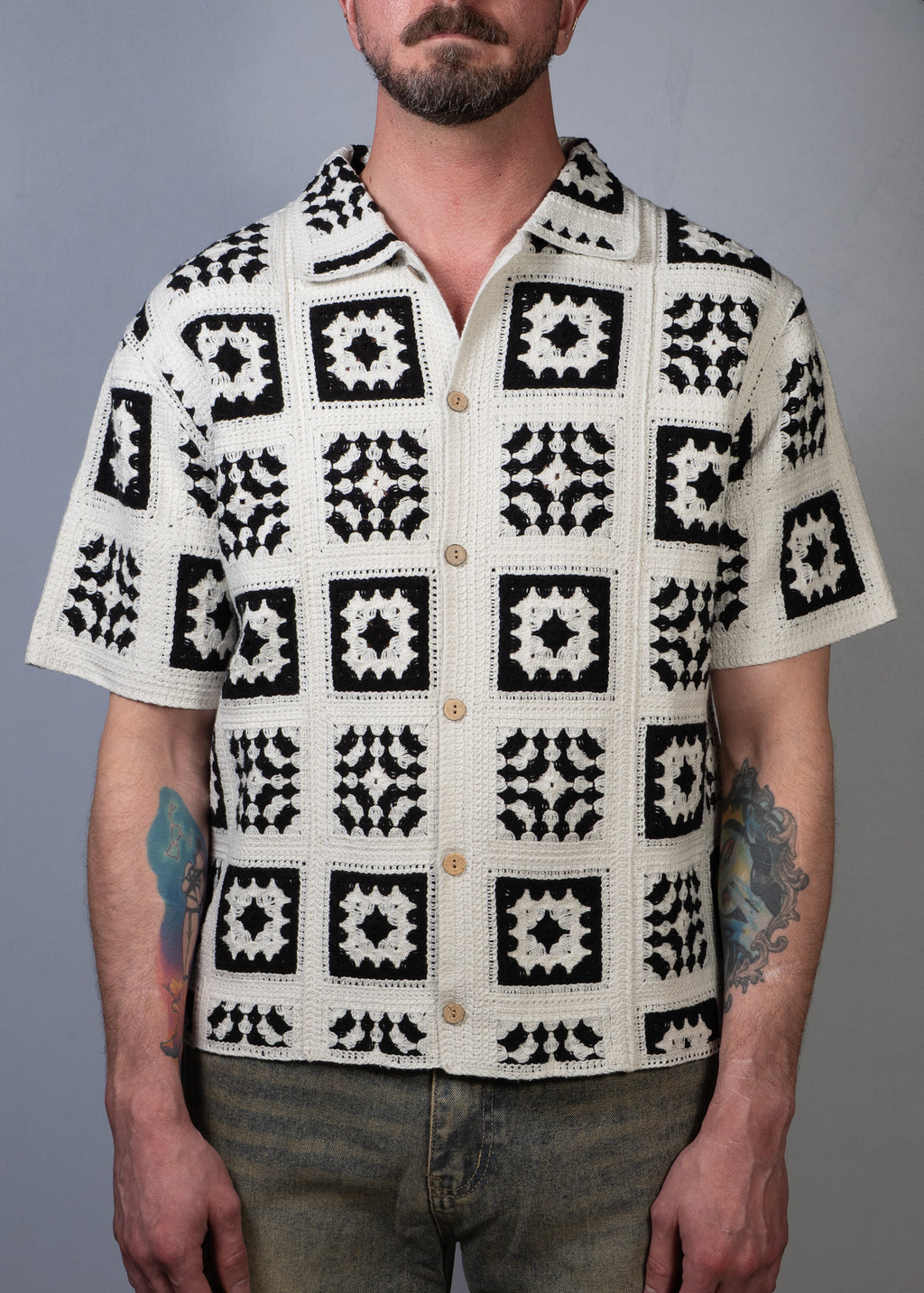 Knitted Quilt Shirt White