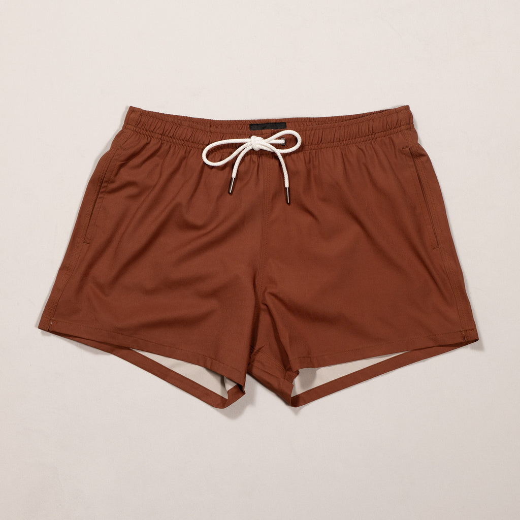 Yuasa Solid Swim Short - SS2026 Monk's Robe Brown