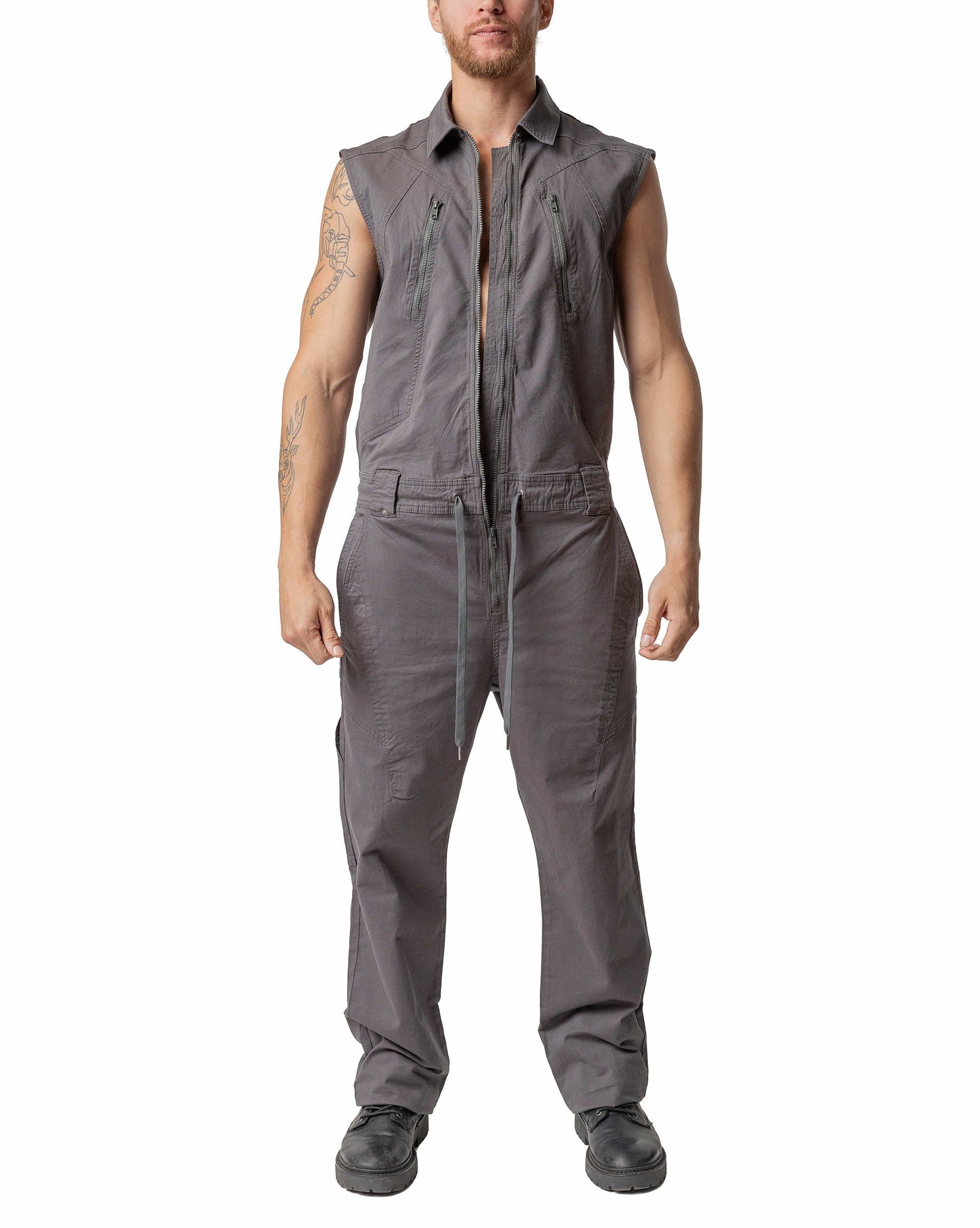 Mechanic Sleeveless Coverall Charcoal Grey