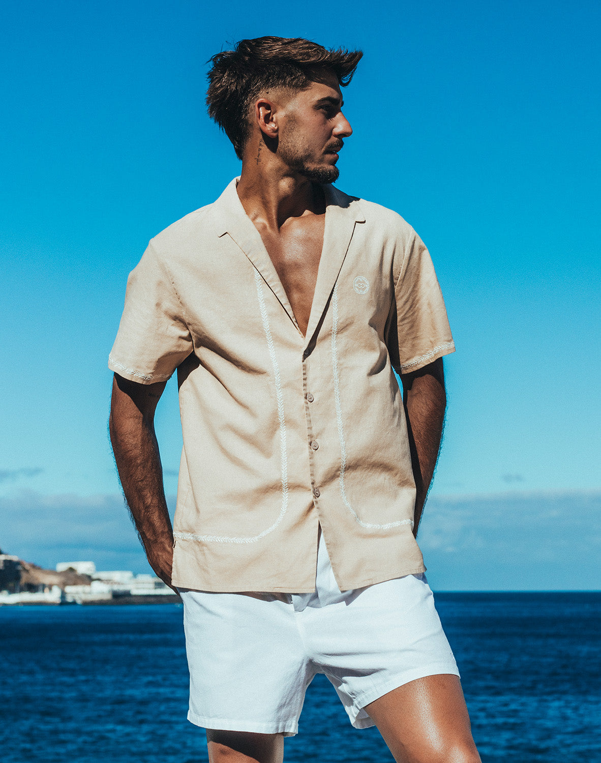 Santorini Linen Shirt Taupe