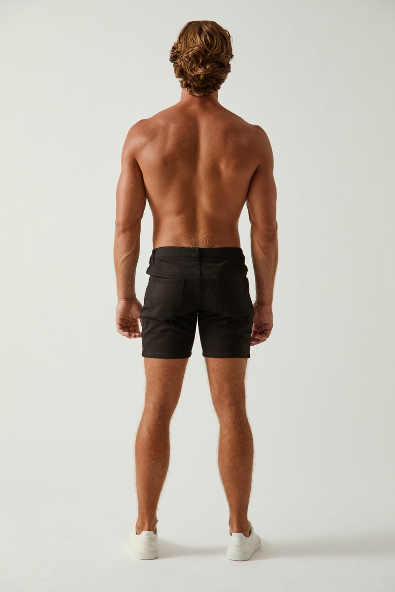5" Stretch Knit Jean Short - Black