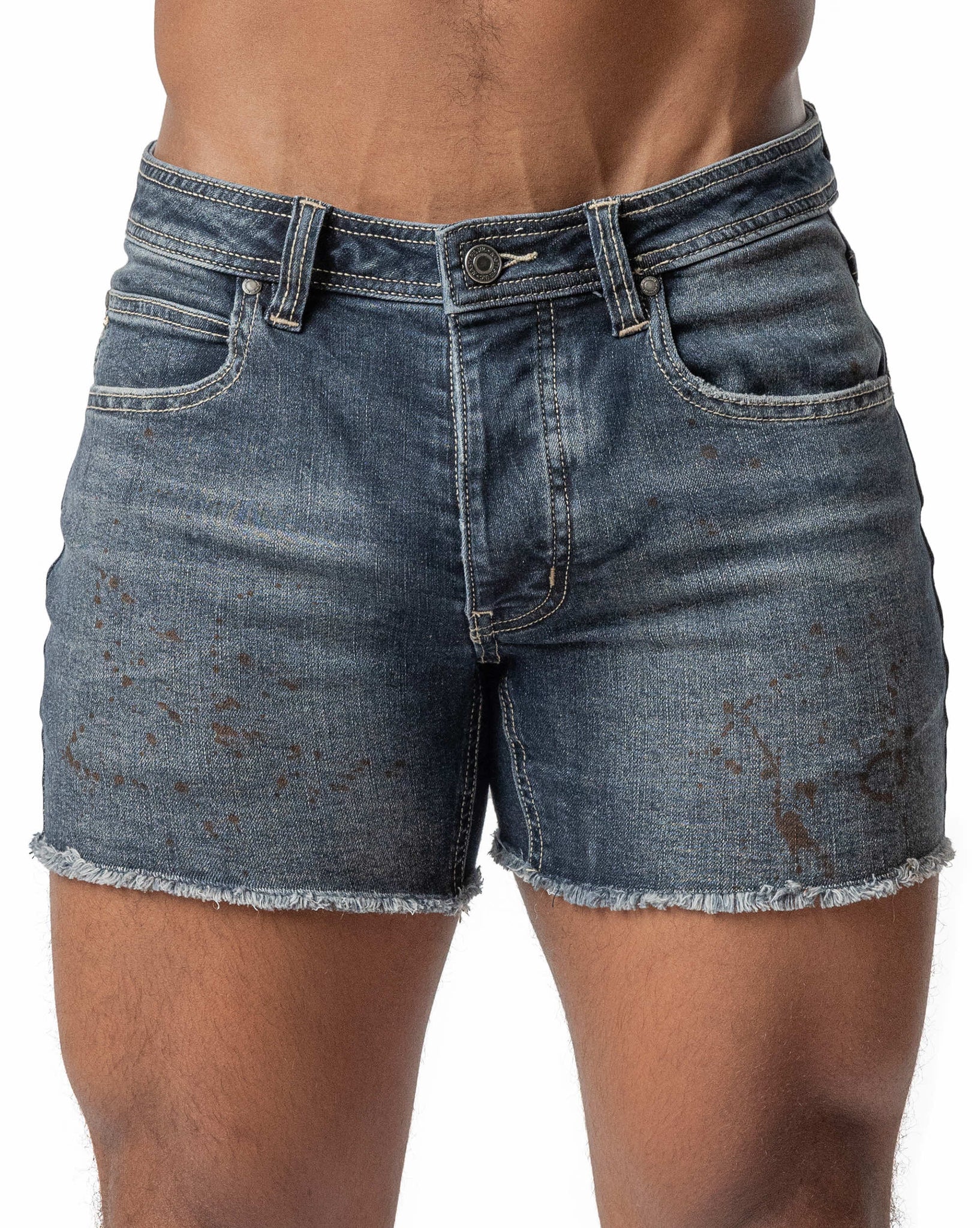 XXX Quad Short Distressed Indigo