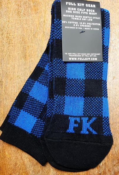 FK SPORT PLAID HIGH CALF SOCK Black Royal Blue
