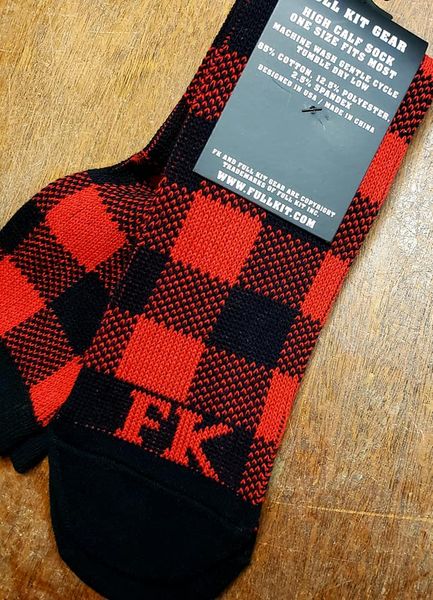 FK SPORT PLAID HIGH CALF SOCK Black Red