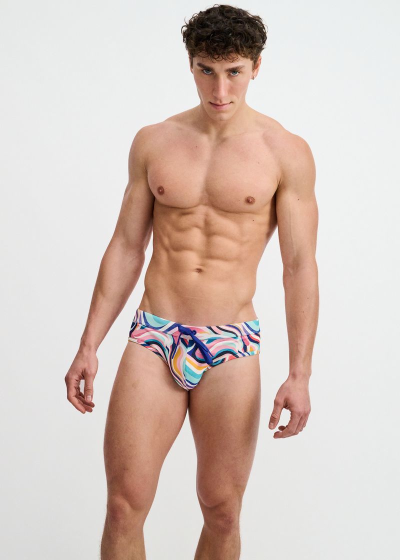 Waves Print Swim Brief - Teal