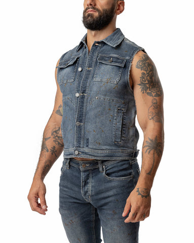 XXX Vest Distressed Indigo