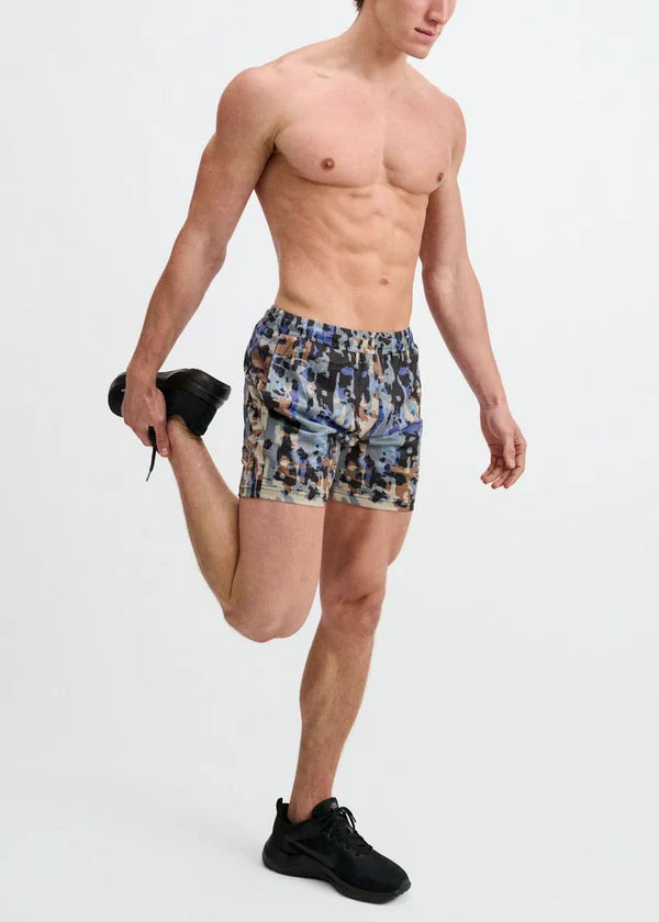 Abstract Print Mesh stretch Performance Shorts
