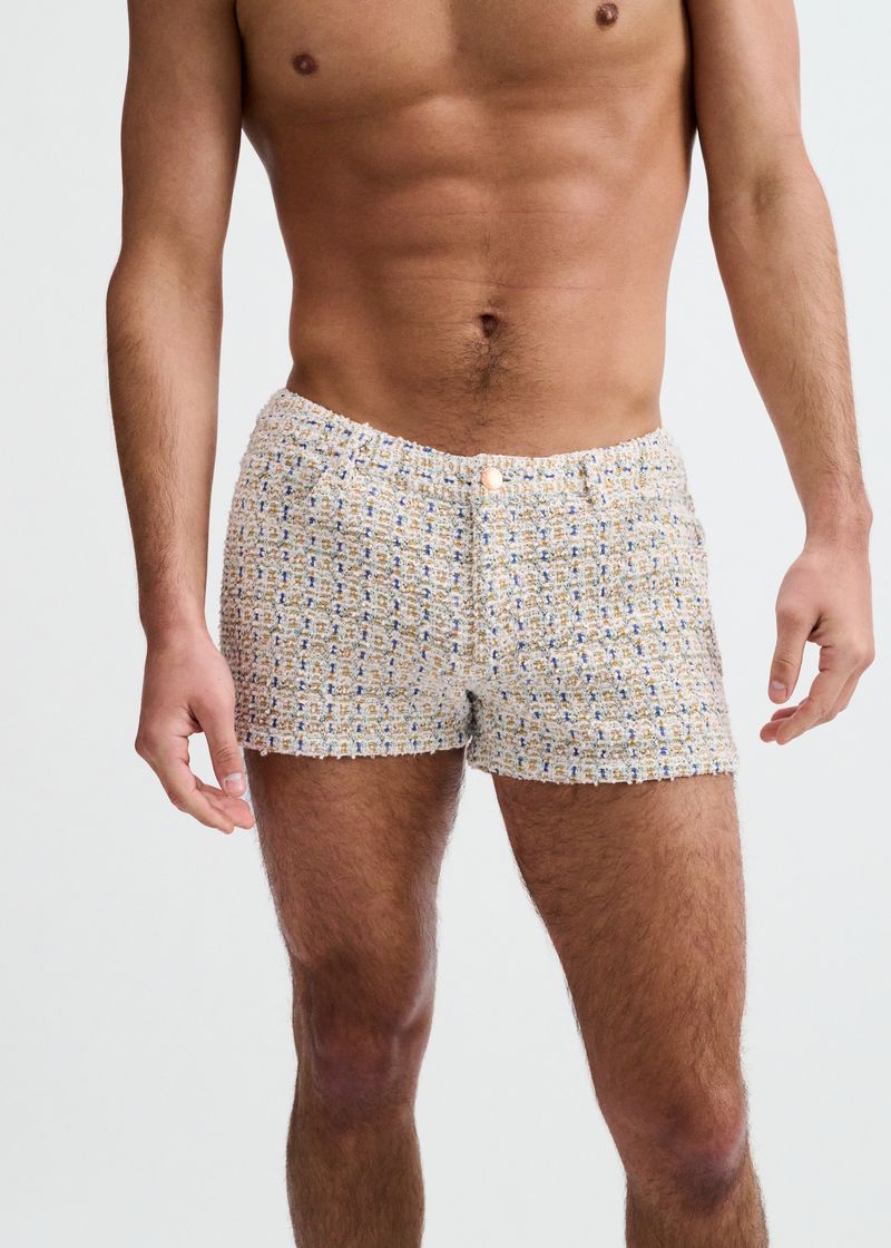 3" Jacquard Stretch Knit Jean Short-Amber/Blue
