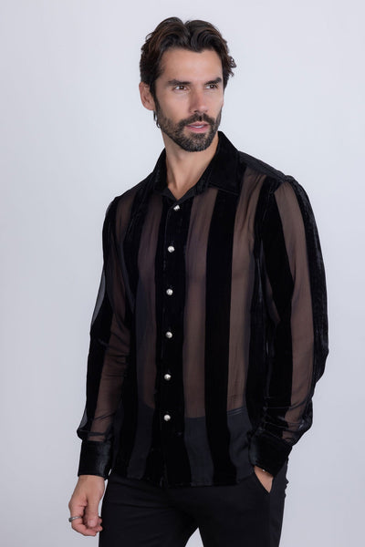 Sheer Stripe Long Sleeve Shirt