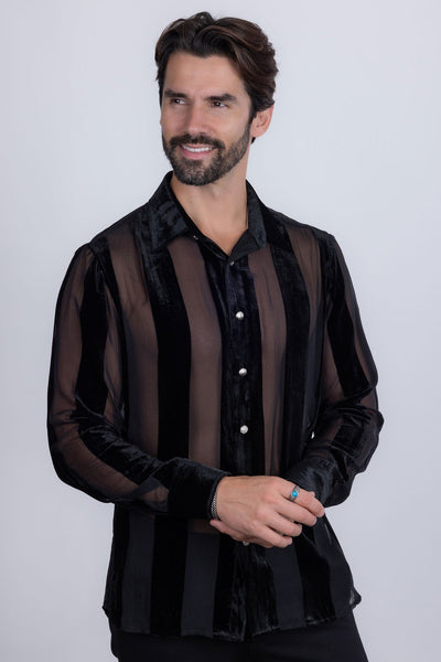 Sheer Stripe Long Sleeve Shirt