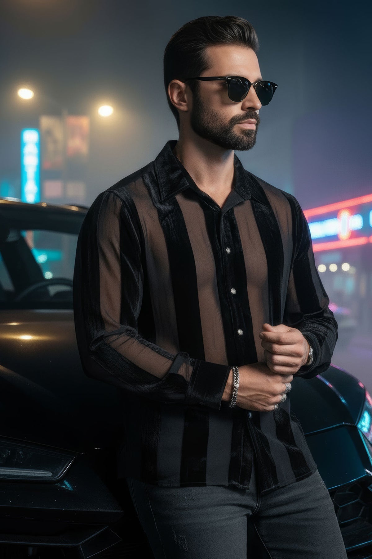 Sheer Stripe Long Sleeve Shirt