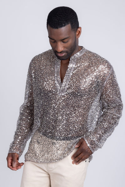 Sequin Long Sleeve Shirt