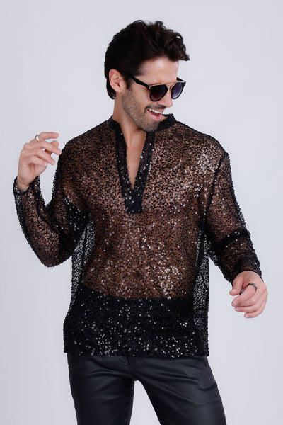 Sequin Long Sleeve Shirt