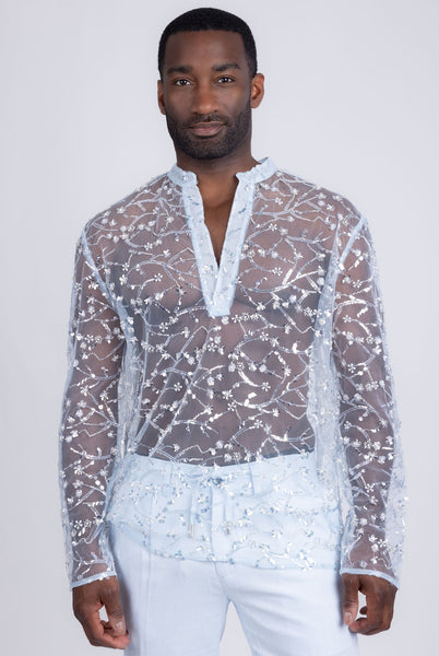 Sheer Sequin Long Sleeve