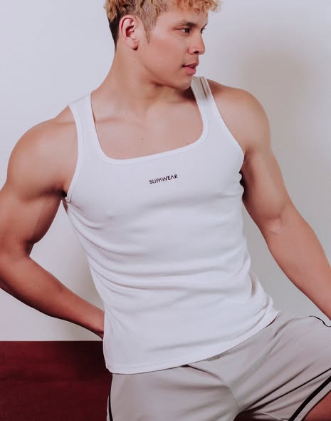 Semi-Square Ribbed Tank White