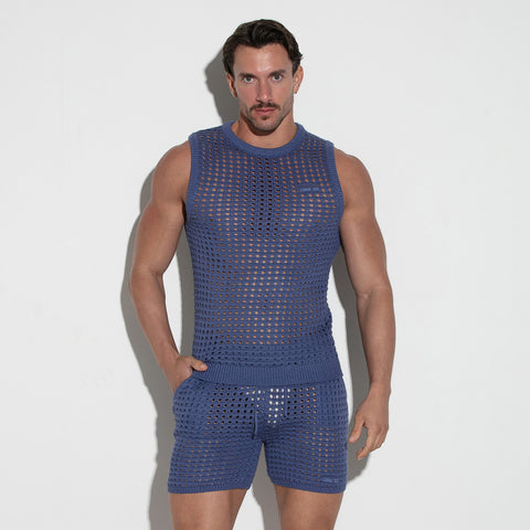 Diamond Knit Tank Top Navy