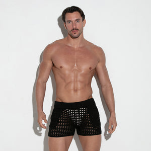 Diamond Knit Mini Short Black