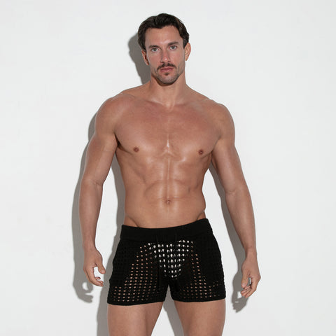 Diamond Knit Mini Short Black