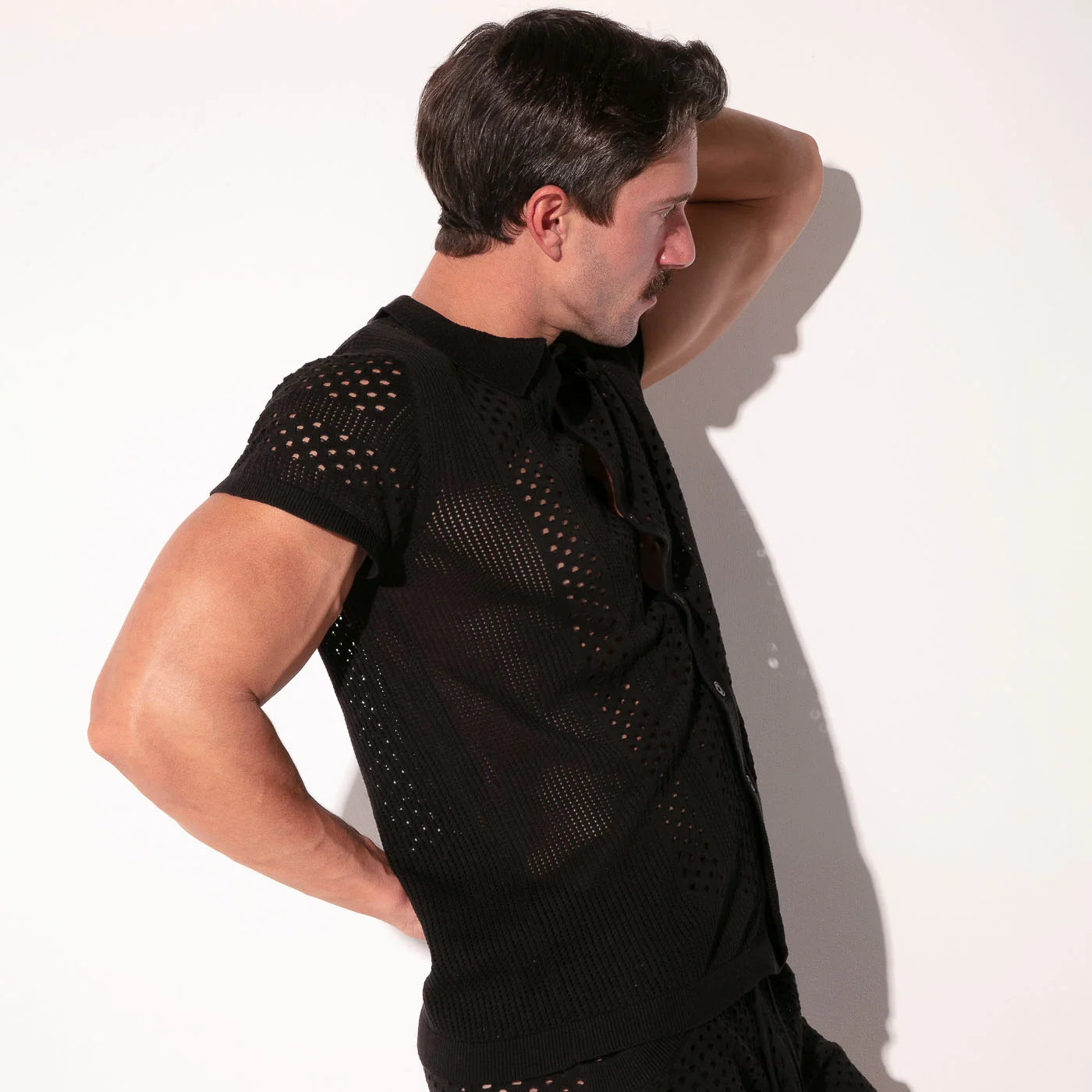 Mosaic Knit Shirt - Black Black