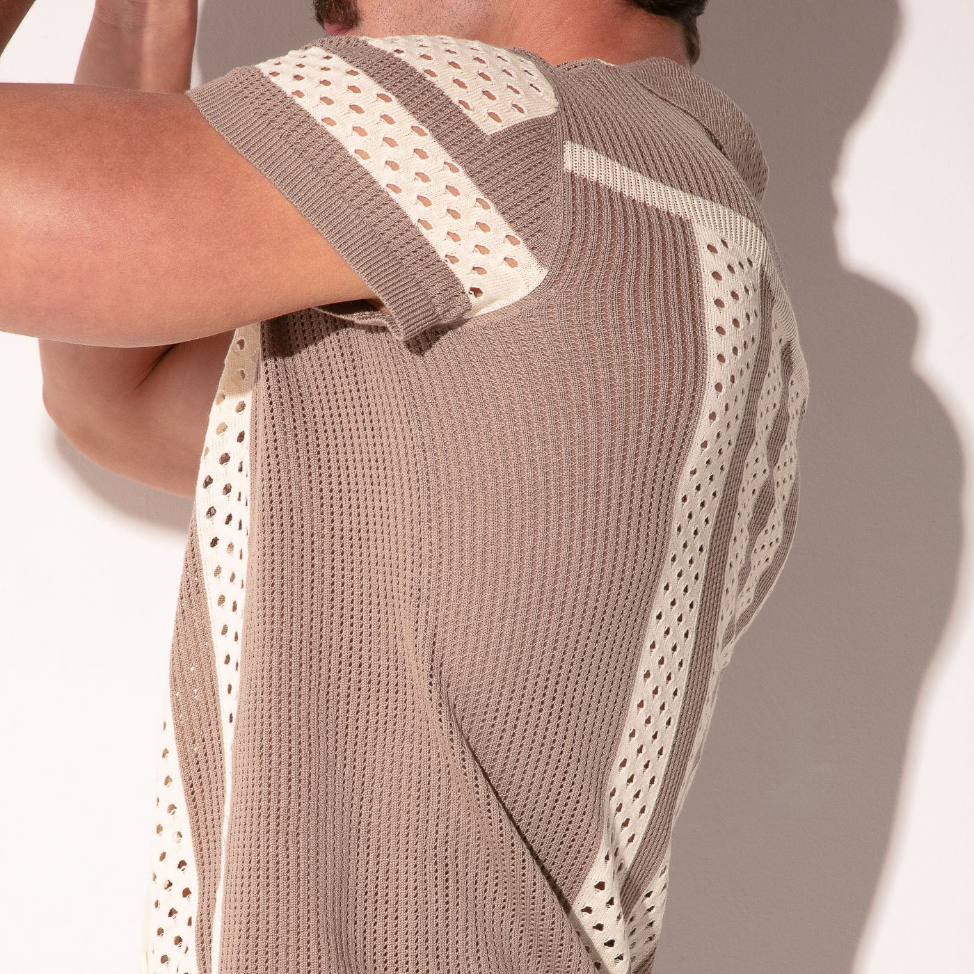 Mosaic Knit Shirt - Taupe